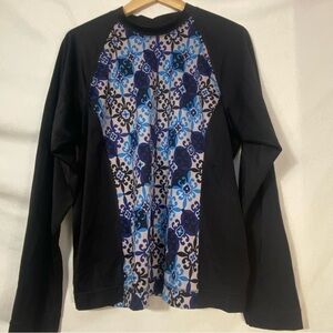 Lands' End Black and Blue Long Sleeve Rash guard